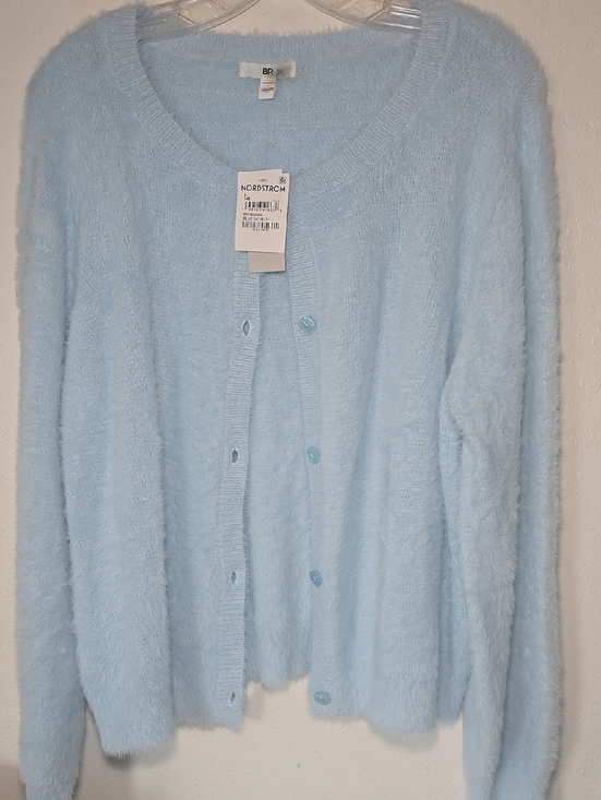 bp Sweaters - BP Skyridw Blue Fuzzy Button Cardigan Sz Lg Nwt